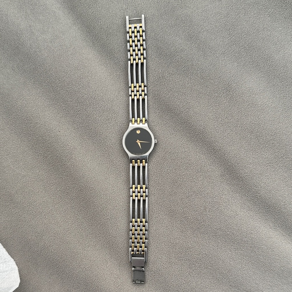 Elegant Movado Ladies Esperanza Two-Tone Watch with Black Dial